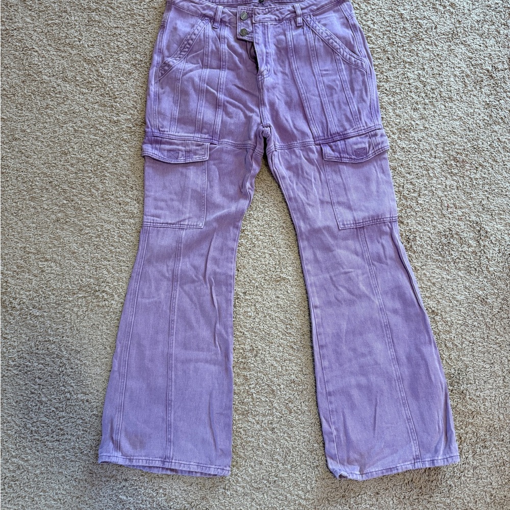Fashion Nova Purple Flare Wide Leg Jeans